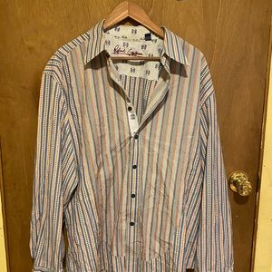 Robert Graham flipped cuff long sleeve shirt 2xl button down golf
